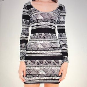 American Apparel blk n white Aztec bodycon dress